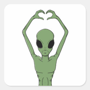 Pegatina Cuadrada Alien Heart Pose