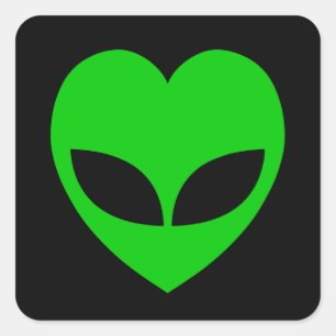 Pegatina Cuadrada Alien Love Heart
