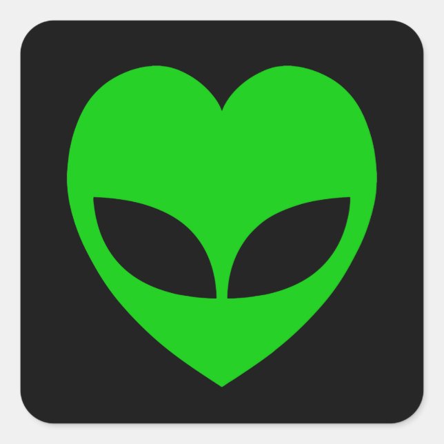 Pegatina Cuadrada Alien Love Heart (Anverso)