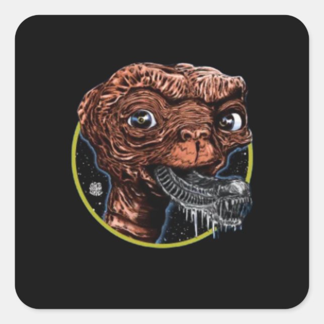 Pegatina Cuadrada Alien Monster (Anverso)