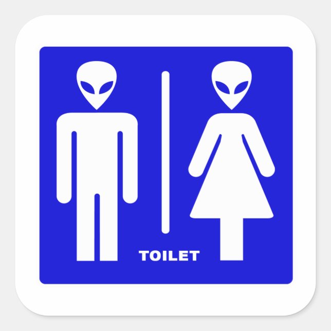 Pegatina Cuadrada Alien Toilet (Anverso)