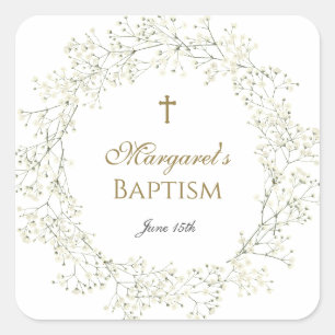 Pegatina Cuadrada Aliento de bebé Bautizo Comunión