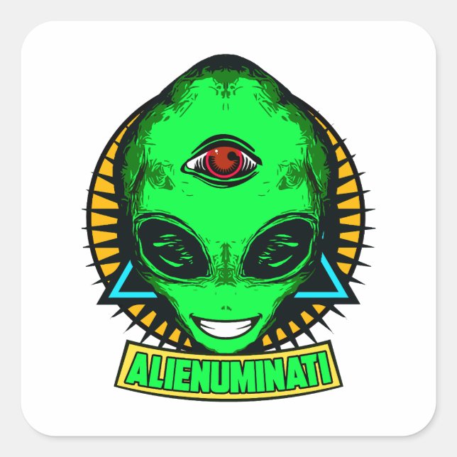 PEGATINA CUADRADA ALIENUMINATI (Anverso)
