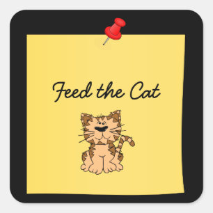 Pegatina Cuadrada Alimentar al gato