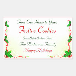 Pegatina Cuadrada Alimentos para feriados de hojas huecas y cintas r