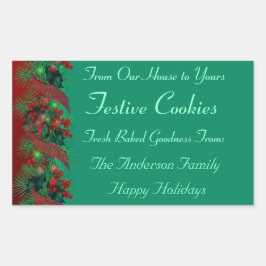 Pegatina Cuadrada Alimentos para feriados de hueso y pino