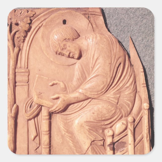 Pegatina Cuadrada Alivio a un monje estudiando, del Hotel de (Anverso)