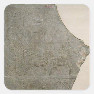 Pegatina Cuadrada Alivio del ejército asirio en batalla y en