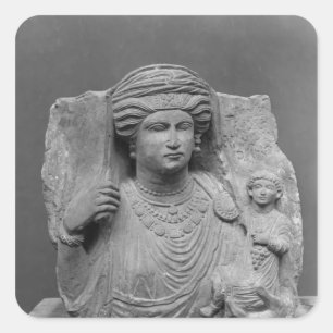Pegatina Cuadrada Alivio funerario de la madre y del niño de