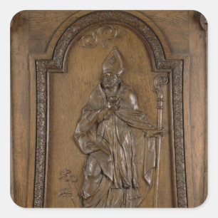Pegatina Cuadrada Alivio que representa al obispo del St. Medard