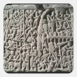 Pegatina Cuadrada Alivio que representa el cerco de Carcasona