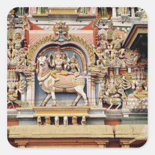 Pegatina Cuadrada Alivio que representa el montar a caballo de Shiva