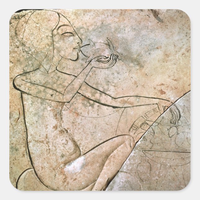 Pegatina Cuadrada Alivio representando a una princesa comiéndose un  (Anverso)