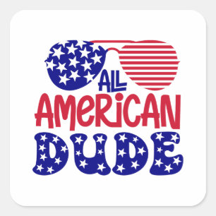 Pegatina Cuadrada All American Dude