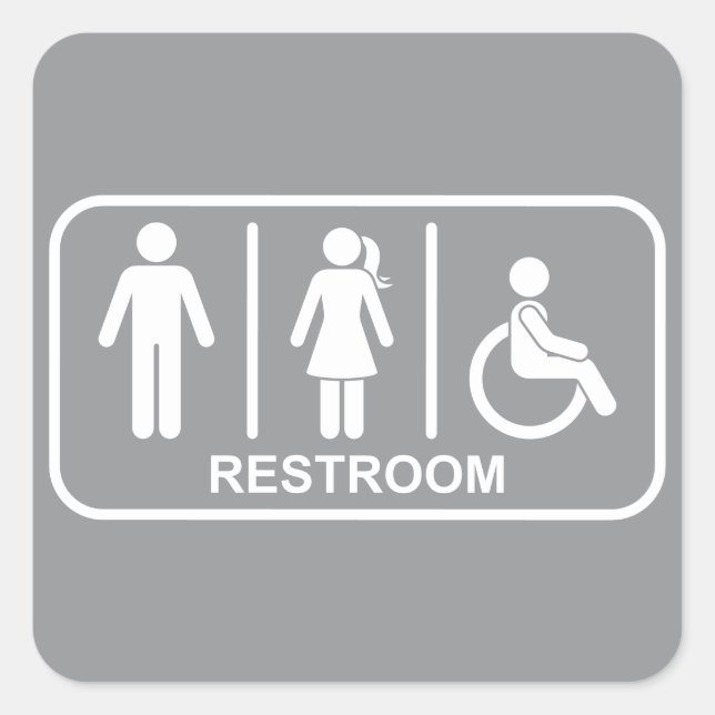 Pegatina Cuadrada All Gender Bathroom Symbol (Anverso)