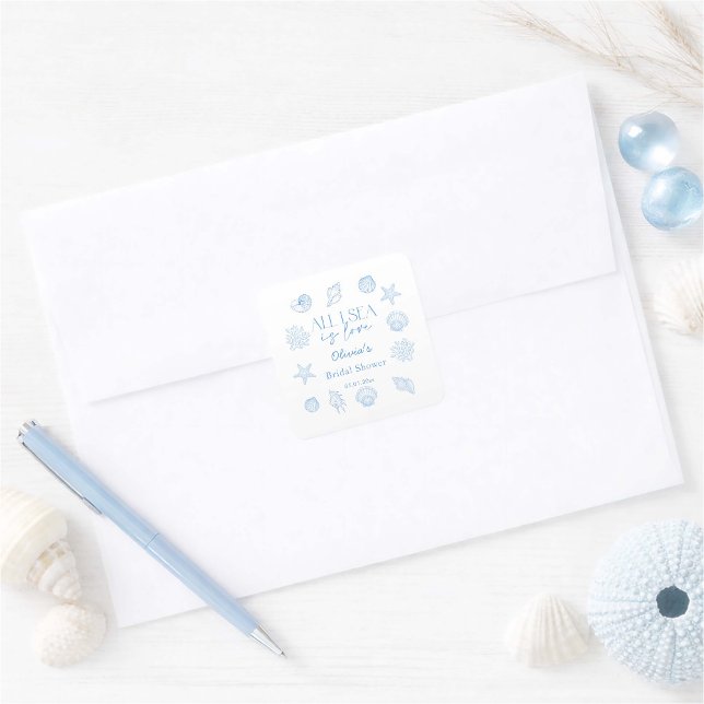 Pegatina Cuadrada All I Sea Is Love Bridal Shower  (Subido por el creador)