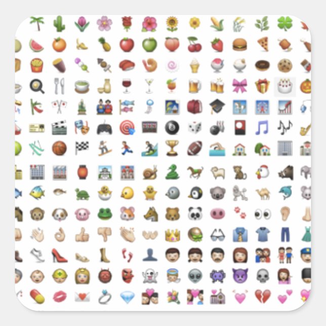 Pegatina Cuadrada All iPhone/iOS emojis (Anverso)