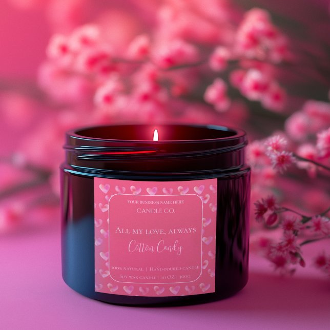 Pegatina Cuadrada All My Love Valentine – Romantic Pink Candle Label (Subido por el creador)