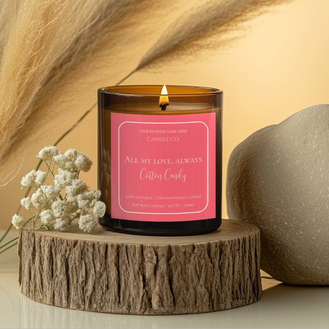 Pegatina Cuadrada All My Love Valentine – Romantic Pink Candle Label (Subido por el creador)
