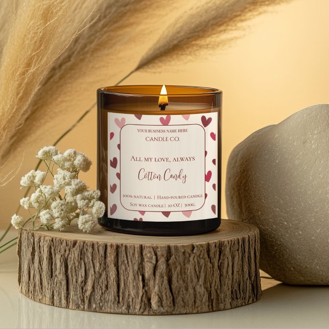 Pegatina Cuadrada All My Love Valentine – Romantic Pink Candle Label (Subido por el creador)
