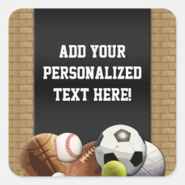 Pegatina Cuadrada All Star Sports Balls con pared de ladrillo