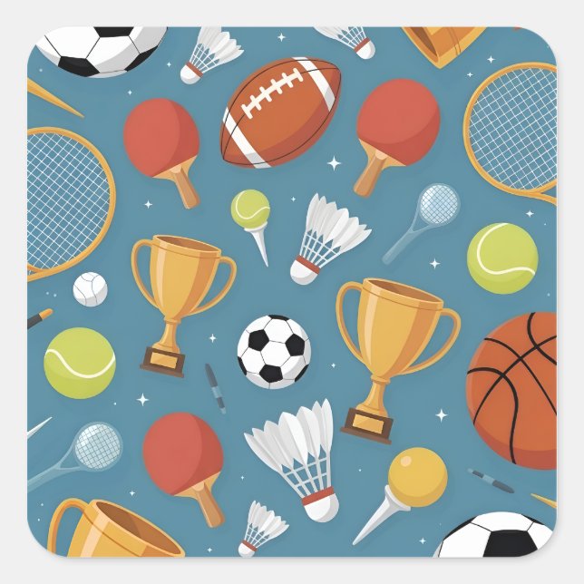 Pegatina Cuadrada All-Star Sports Medley Party (Anverso)