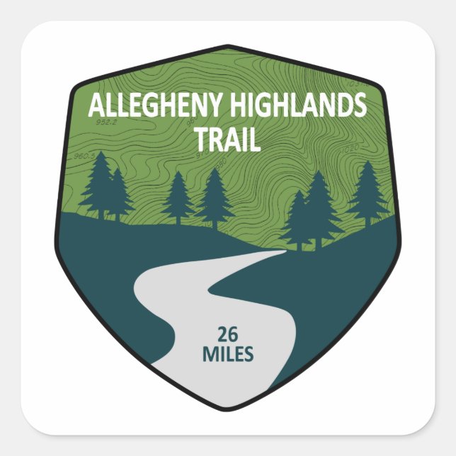 Pegatina Cuadrada Allegheny Highlands Trail (Anverso)