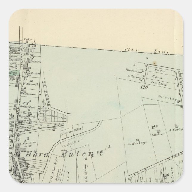 Pegatina Cuadrada Allegheny ward 7 (Anverso)