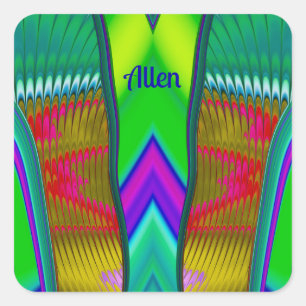 Pegatina Cuadrada ALLEN ~ Multicolorizado 3D ~