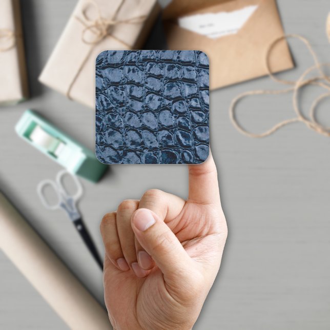 Pegatina Cuadrada Alligator Blue Faux Leather (Subido por el creador)