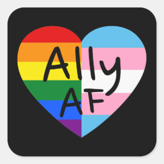 Pegatina Cuadrada Ally AF III - Orgullo gay de la bandera LGBTQ