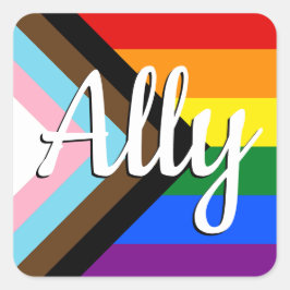Pegatina Cuadrada Ally | Indicador de Orgullo de Progreso