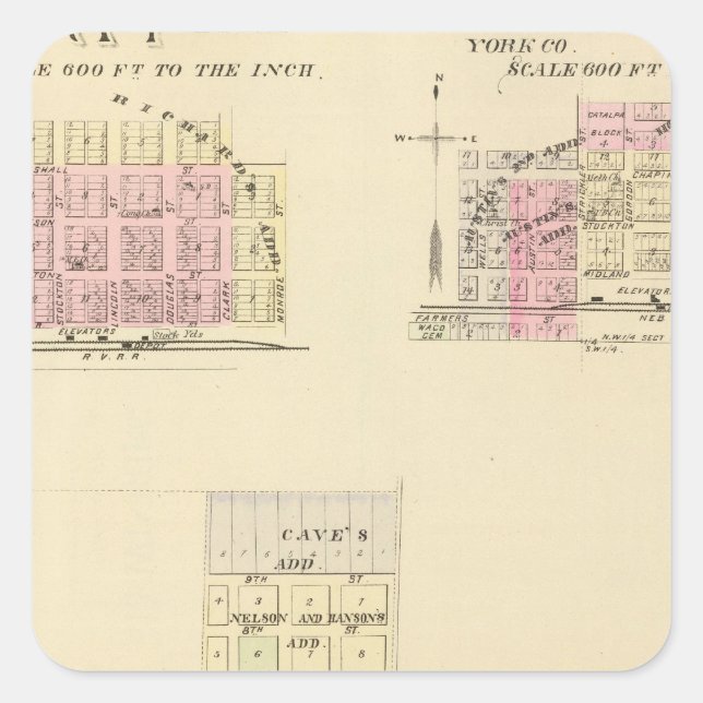 Pegatina Cuadrada Alma, Nebraska (Anverso)