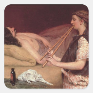 Pegatina Cuadrada Alma-Tadema el   la siesta, 1868