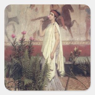 Pegatina Cuadrada Alma-Tadema el   una mujer griega, 1869