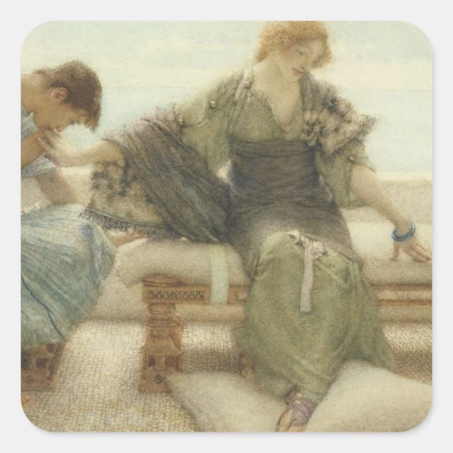 Pegatina Cuadrada Alma-Tadema | No me preguntes más, 1886 (Anverso)