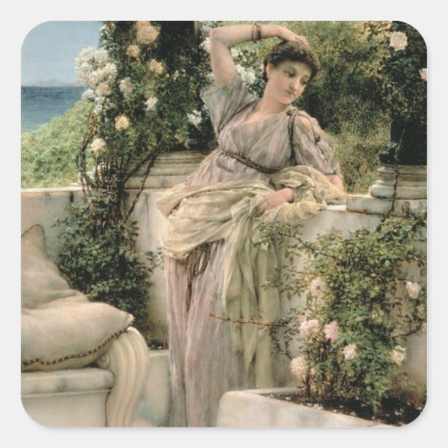 Pegatina Cuadrada Alma-Tadema | "Rosa de todos los Rosas, 1885 (Anverso)