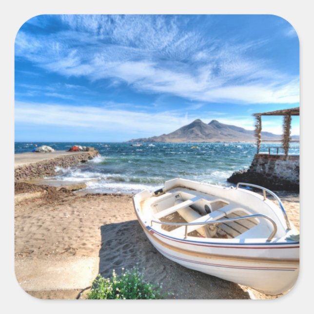 Pegatina Cuadrada Almería, La Isleta Del Moro el | marcha (Anverso)