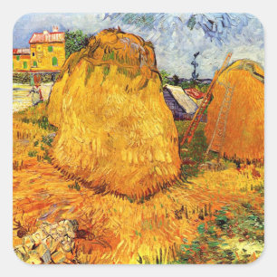 Pegatina Cuadrada Almiares en Provenza por Vincent van Gogh