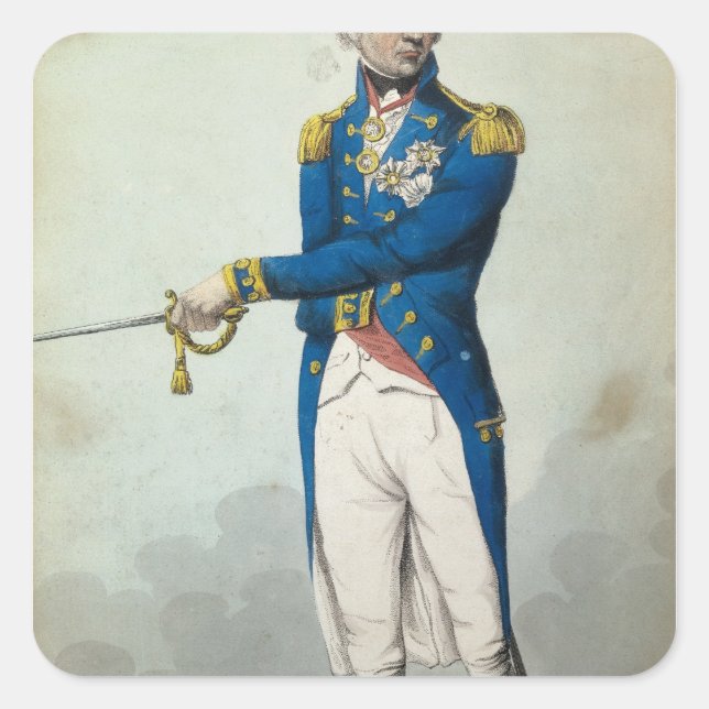 Pegatina Cuadrada Almirante Horatio Nelson (Anverso)