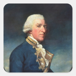 Pegatina Cuadrada Almirante Samuel Hood, 1er vizconde 1784