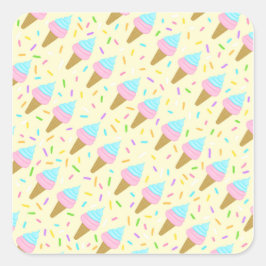 Pegatina Cuadrada Almofada fofa com estampa contínua de sorvetes