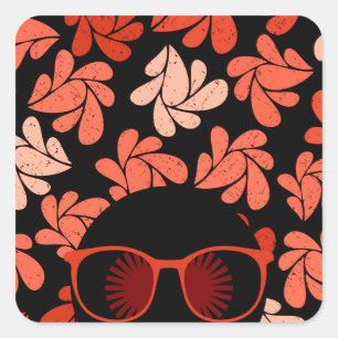 Pegatina Cuadrada Almohada Coral Afro Love