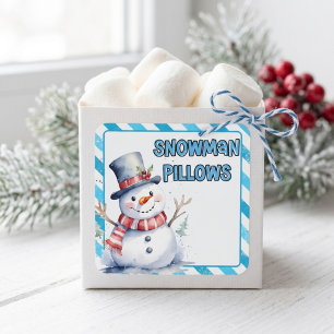 Pegatina Cuadrada Almohadas de muñeco de nieve favor de duende travi
