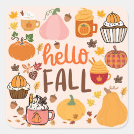 Pegatina Cuadrada Almohadillas de otoño