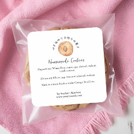 Pegatina Cuadrada Almond Cookie Watercolor Bakery Ingredient