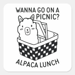 Pegatina Cuadrada Almuerzo de Alpaca