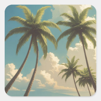 Pegatina Cuadrada Aloha de viajes hawaianos de estilo vintage desde 