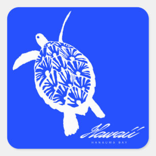 Pegatina Cuadrada Aloha Hawaii Honu Turtle