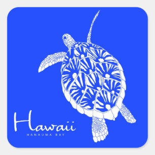 Pegatina Cuadrada Aloha Hawaii Honu Turtle